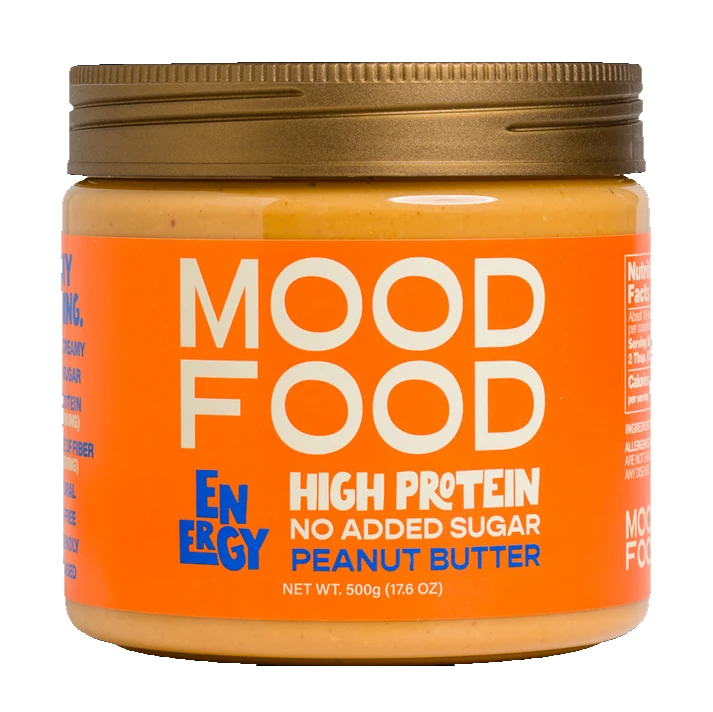 Mood Food Energy peanut butter, orange label