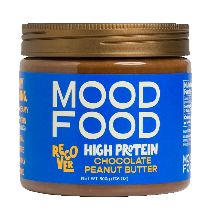 Mood Food Recover chocolate peanut butter, blue label